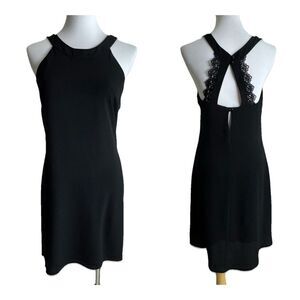 Little Black Dress Sleeveless Racerback Lace Back Cocktail Party Dress S